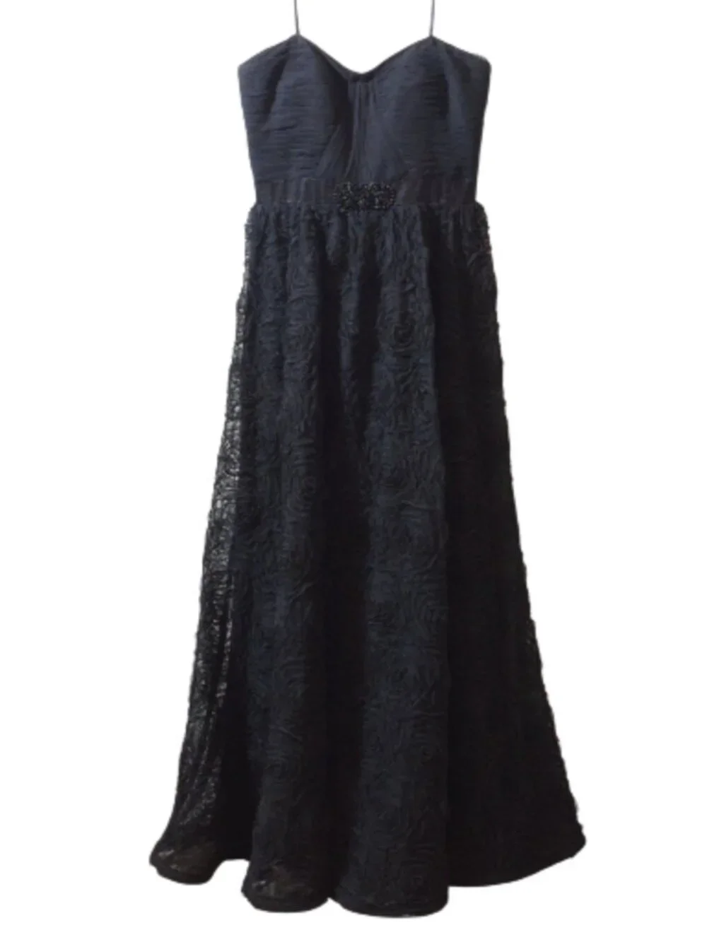 Adrianna Papell Black Rosette Strapless Ball Gown Formal Dress 8
